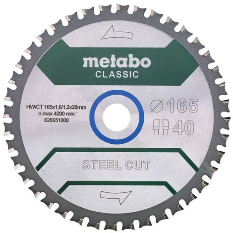 Metabo 628651000 Steel Cut Classic Saw Blade 165 x 20 Z40