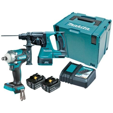 Makita DLX2372TJ 18V SDS Plus Hammer Drill & Impact Wrench Twin Kit With 2x 5Ah Batteries