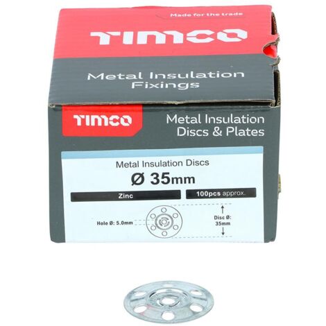 TIMco Metal Insulation Disc Zinc 35mm Qty 100