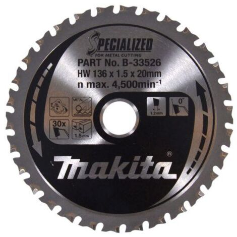 Makita B-33526 136mm x 20mm x 30T Cordless Circular Saw Blade
