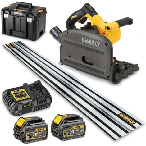DeWALT DCS520T2R-GB 54V XR FLEXVOLT Plunge Saw With 2x 6Ah Batteries & 1 Guide Rail