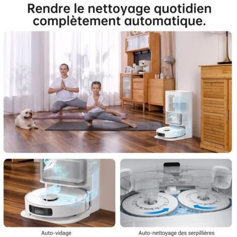 Aspirateur Robot Laveur Dreame L10s Ultra avec Base Autonettoyante,5300Pa,Tapis Poils d'Animaux