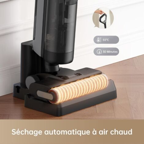 Dreame H12 Dual Aspirateur Nettoyage Intelligent Aspiration Humide Sèche, Aspirateur sans Fil 4 en 1 Multi Surfaces, Auto Nettoyage en Une étape à air Chaud, Nettoyage des Bords, Contrôle Vocal