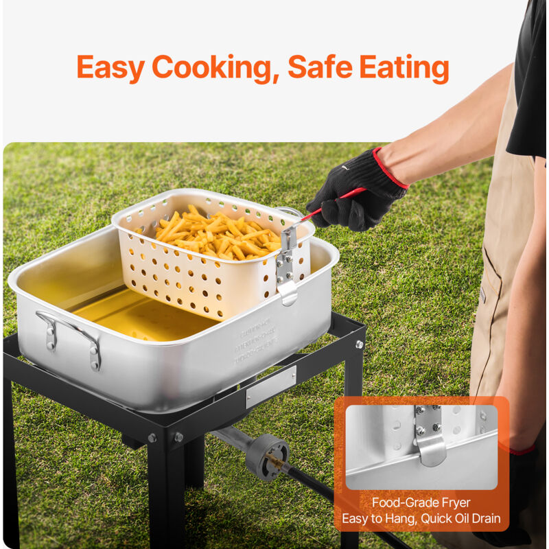 58.000 BTU Outdoor Fritteuse Mit Deckel – 18 Qt. Propan-Fritteuse Mit 2 Körben Für Fisch & Pommes