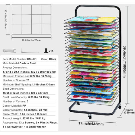 Séchoir mobile pour studios et salles de classe, rangement d'œuvres d