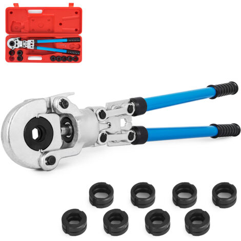Mophorn Klempner Crimping Tool 12-28mm Kupferrohr Crimper Pressen Zange TH 16-32mm Backen 360° Kopf, V12, V15, V22, V28, TH16, TH20, TH26, TH32 mm, Manuelle Kabelschuhzange,Rohrpresszange Tragbar-blau