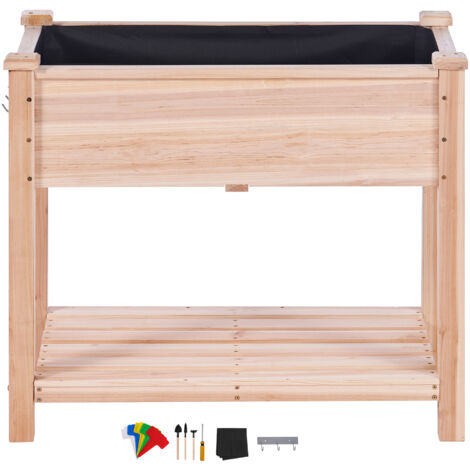 Hochbeet Mit Beinen Aus Massivholz – 122x61x76 Cm, Erhöhter Pflanzkasten Für Garten & Terrasse