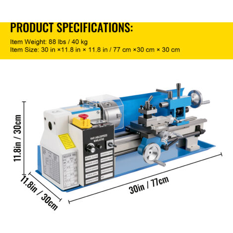 Mophorn Mini-Drehmaschine für Metall, 7 x 14 Zoll Tischdrehmaschine, 550 W, variable Geschwindigkeit, 2250 U/min, Drehmaschine für Metallbearbeitung, CNC-Drehmaschine mit 3-Backen-Futter
