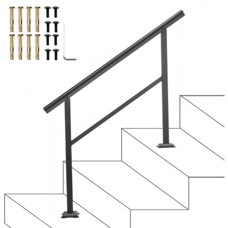 Mophorn Outdoor Handlauf Treppengeländer 48X35.5 Zoll Aluminium Einstellbar 0-45 Grad Schwarz (1/5)