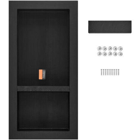 Mophorn Dusche Nische bereit für Fliesen, 40,64 x 81,28 cm Double Shelf Organizer, quadratische Ecken vertiefte Wand Nische, versiegelte Schutz für moderne Badezimmer Lagerung, schwarz