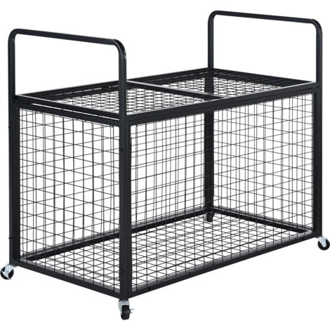 Ball Aufbewahrungswagen Mit Rollen - 60x60x62 Cm Sportball Organizer | Nylon Netz Korb Für Garage & Fitnessraum