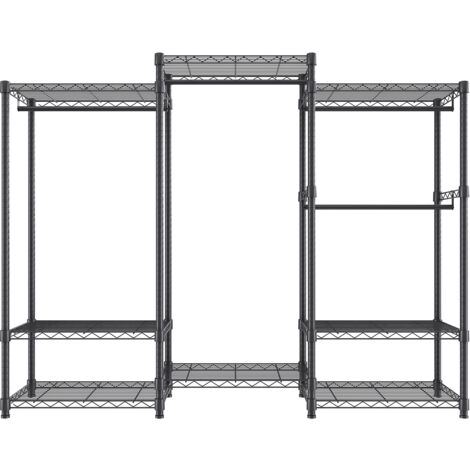 Mophorn Kleiderständer mit 800 lbs Tragkraft,4 Kleiderstangen und 8 Ablageebenen,Rollbarer Kleiderständer.Verstellbarer,individuell anpassbarer freistehender Kleiderständer,ideal zum Ordnen