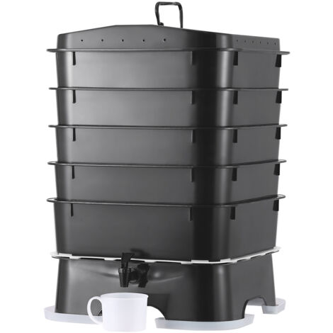Mophorn 5-Tray-Wurmkomposter, 50 L Wurmkompostbehlter fr drinnen und  drauen, nachhaltiges Design Wurmfarm-Kit, zur Wiederverwertung von  Lebensmittelabfllen, Wurmhumus, Wurmtee