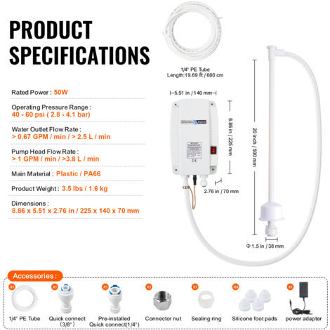 VEVOR Flaschenwasserspender Pumpensystem Wasserspender Krugpumpe 50W 40