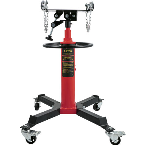 Mophorn 3/5 Tonnen hydraulischer Getriebeheber, 1322 lbs Tragkraft, teleskopischer 2-stufiger Bodenlift mit Fußpedal und 360° Schwenkrädern für Garage/Werkstatt, Rot (1/5)