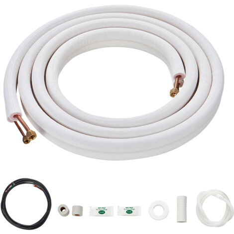Mophorn 4876,8 mm Mini-Split-Line-Set, 6,4 & 9,5 mm Kupferrohr mit dreischichtiger Isolierung, für Klimaanlagen und Wärmepumpen, inkl. 18 Fuß Anschlusskabel und Zubehör
