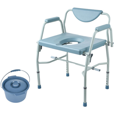 Mophorn Toilettenstuhl, 5-stufig verstellbarer Nachtstuhl mit herunterklappbaren Armlehnen, abnehmbare Rückenlehne, abnehmbarer 7-Liter-Eimer, tragbare Toilette für Senioren und Erwachsene
