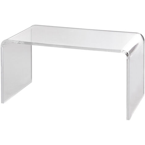 Mophorn C-förmiger Couchtisch aus Acryl, 16,3 Zoll hoher, klarer, transparenter Beistelltisch für Getränke, Speisen, Snacks im Wohnzimmer, im Innenhof, auf der Terrasse