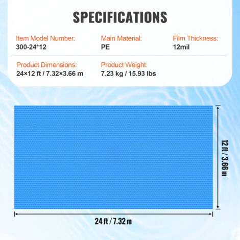 Solar-Poolabdeckung 12 Mm – Rechteckige Solardecke Zum Heizen & Sauberhalten Des Pools