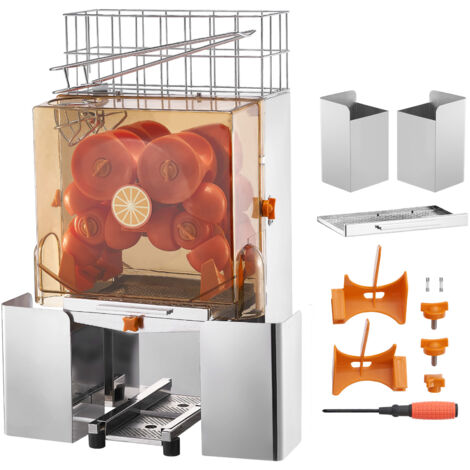Morphorn Gewerbliche Orangenentsaftermaschine, 120W Automatischer Saftauszug, Edelstahl. Presst 20 Orangen/min. Kommt mit ausziehbarem Filterkasten, PC-Abdeckung, 2 Schalenauffangbehältern
