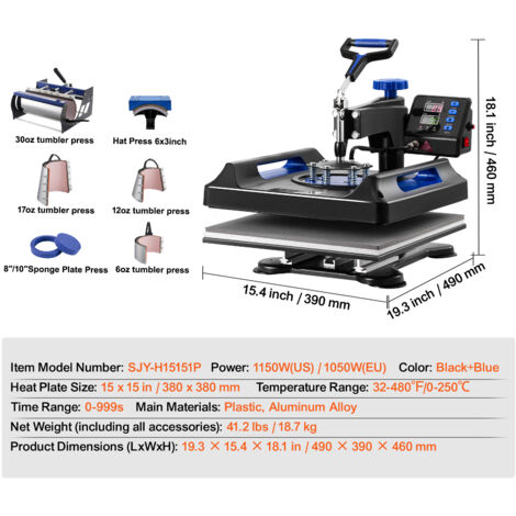 Produktbild von Heizpresse 22.5 X 22.5cm (9x9 Zoll), Tragbare Heißpresse Mit Timer Und