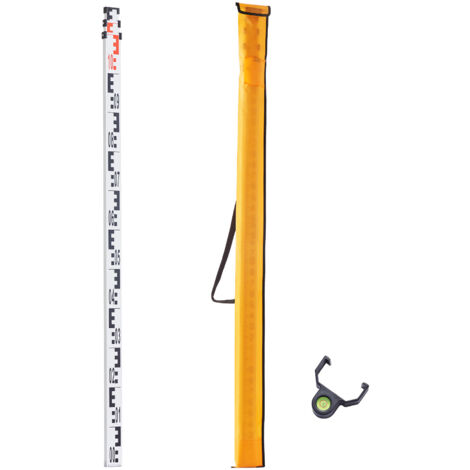 Mophorn 3M Aluminium-Messlatte, Teleskop-Messstab, doppelseitige CM/MM-Messlatte, Wasserwaage und Tragetasche für Haus-, Wand- und Bodenmessungen