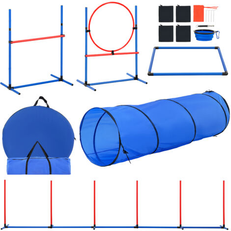 MiMu Agility-Set Für Hunde – 10-teiliger Hinderniskurs Mit Tunnel, Hürden & Webstangen