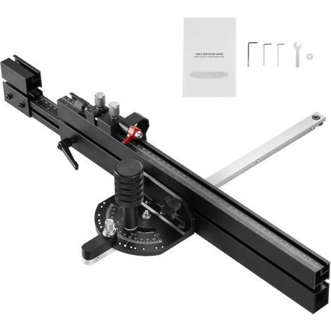 Mophorn Präzisions-Gehrungslehre, Aluminium-Tischkreissägenlehre, 3/4 Zoll x 3/8 Zoll, 19-35 Zoll Rasterung, 15 Winkelanschläge, Federstößel, abnehmbare Scheibe, für Holzprojekte