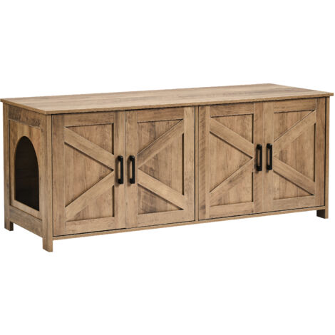 Mophorn Katzentoilette für 2 Katzen, Doppelraum-Holzschrank, passend für die meisten Katzentoiletten, 47,2" L x 18,5" B x 19,7" H, Greige