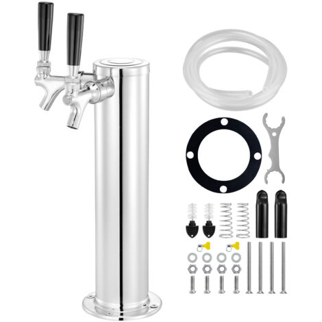 Mophorn Dual Taps Fassbier-Turmspender, Premium-Fassbierturm aus Edelstahl, Kegerator-Turm-Kit mit gebrauchsfertigen Schläuchen und selbstschließenden Wasserhahnschäften für alle Ihre Party (1/5)