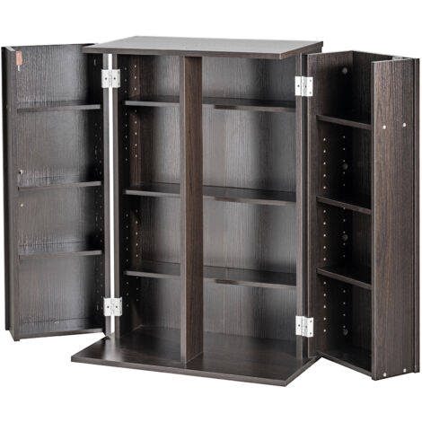 Mophorn Medienaufbewahrungsschrank, DVD-Schrank mit Türen und Regalen, fasst bis zu 576 CDs, verstellbares Regal zum Ordnen von Musik, Filmen, Spielen, Espresso-Finish