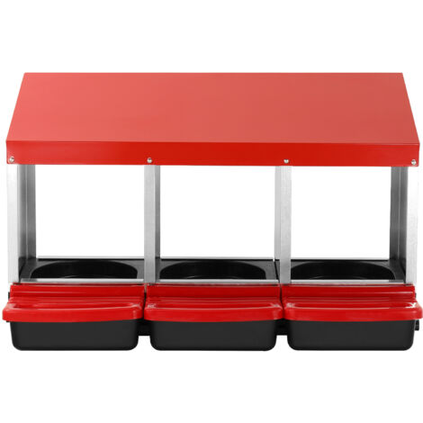 IDMarket Legenest Für Hühner - 3-Fach Nistkasten Aus Metall Mit Auffangschale | 80x52x47,5 Cm