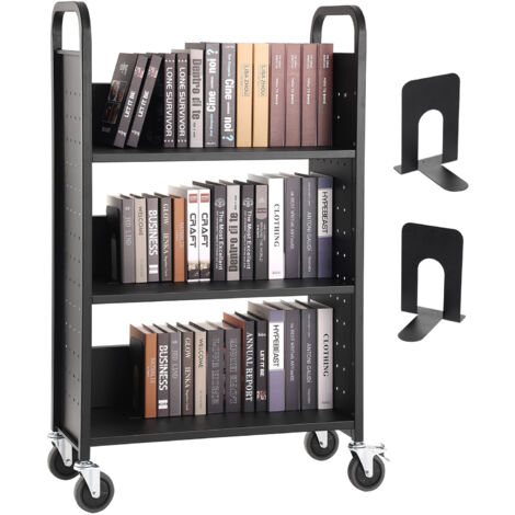 VEVOR Bücherwagen Mit 159 Kg Tragkraft - Rollbares 3-stöckiges Regal Für Büro, Schule & Zuhause