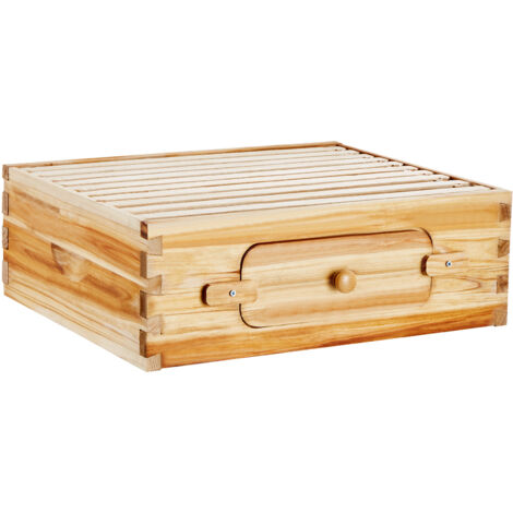 Mophorn Bienenstock mittlere Box Starter Kit, 100 % mit Bienenwachs beschichtetes natürliches Zedernholz, Langstroth Bienenstock mit 10 Rahmen und Fundamenten, transparente Acrylfenster
