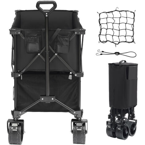 Mophorn Faltbarer Doppeldeckerwagen, 400 l zusammenklappbarer Wagen mit Geländerädern, robuster Faltwagen mit 204 kg Tragkraft für Camping, Einkaufen und Garten, 132 cm extra lange Verlängerung