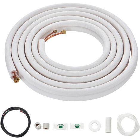 Mophorn 4876,8 mm Mini-Split-Leitungsset, Kupferrohr mit 6,4 und 12,7 mm Außendurchmesser und dreischichtiger Isolierung, für Klimaanlage/Wärmepumpe und HVAC