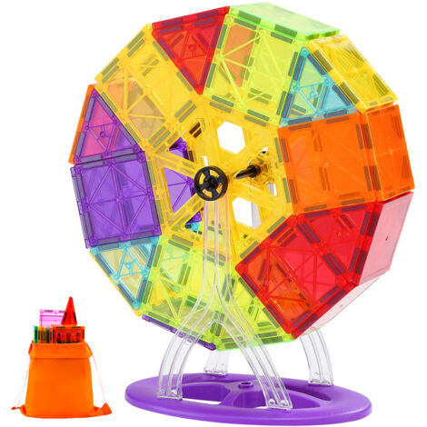 Magnetische Bausteine Reiseset 42 Teile - Rosa Glitzer Mit Metallbox