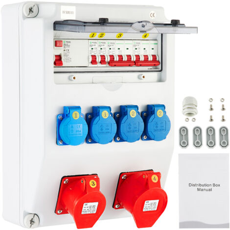 Wandverdeler CEE 230 V 16 A/32 A Bouwstroomverdeler Stroomverdeler Verdelerkasten Ruimteverdeler