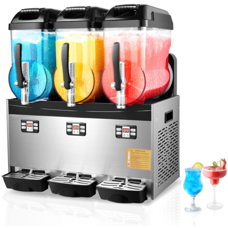 Mophorn 12Lx3 Kommerzielle Slushy-Maschine, Dreifachtank-Gefrorenes-Getränke-Maker, 144 Tassen Margarita-Smoothie-Slushie-Maker, Edelstahl für Zuhause, Party, Café, Bar