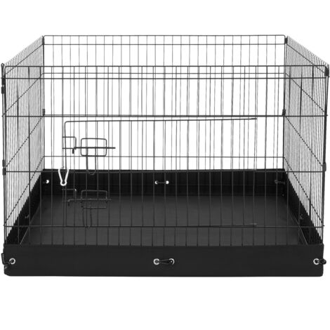 Mophorn Laufstall für Hunde, 4 Stück, 61 x 91 cm, Metallplatten, faltbarer Laufstall für Haustiere, mit Tür und Bodenpolster aus Oxford-Gewebe, für Hunde, Katzen, Kleintiere