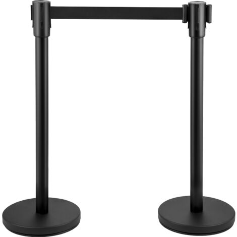 Mophorn Absperrpfosten zur Kontrolle von Menschenmengen, 8er-Set, 2 m langer schwarzer einziehbarer Gurt, schwarze Absperrung für Menschenmengen mit Beton- und Metallsockel, einfache Montage