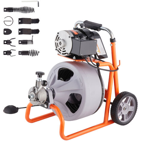 Mophorn Rohrreinigungsmaschine 75 Fuß x 3/8 Zoll, tragbare Rohrreinigungsspirale mit automatischer Zuführung, 8 Schneidern und luftaktiviertem Fußschalter für 2"-4" Rohre