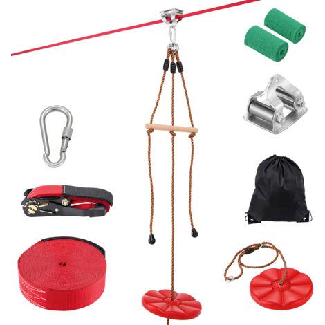 Zipline-Set Für Garten – Bis 150 Kg, Mit Sicherheitsgeschirr & Federbremse, Für Kinder & Erwachsene