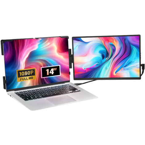 GOWENIC Tragbarer Dreifach-Monitor Für Laptop – 15 Zoll Faltbarer Zusatzbildschirm Mit Ausziehbarer Stütze