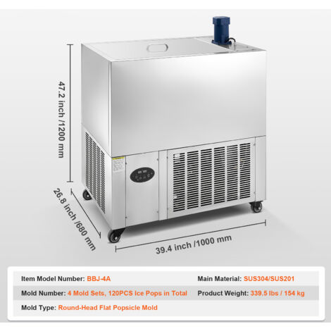 Mophorn Kommerzielle Eismaschine, 4er-Formen-Set – 120-teiliges Gerät ...
