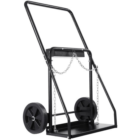 Mophorn Doppel-Schweißflaschenwagen, 200 kg Tragkraft, 25,4 cm Räder, für Sauerstoff- und Acetylentanks, mit Sicherheitsketten, passend für Flaschen mit 31,8 cm Durchmesser