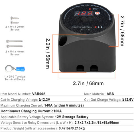 Relè Di Separazione Controllato Da Tensione 12 V/140 A, Doppio