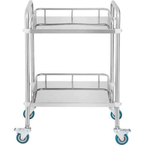 Mophorn Lab Rolling Cart, 2-Regal Edelstahl-Wagen mit Schwenkrollen, Dental Utility Cart für Kliniken, Labore, Krankenhäuser und Salons, 15,16 "x 21,57 "x 34,06", langlebig und leicht zu bewegen