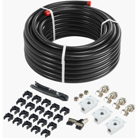 Mophorn Luftkompressor-Leitungssatz, 100 Fuß x 3/4 Zoll HDPE-Aluminium-Druckluftleitungssystem, auslaufsicher, druckbeständig und einfach zu installieren, schwarz