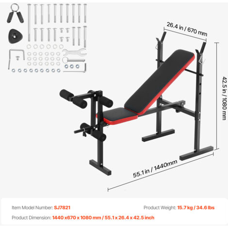 Mophorn Hantelbank, 380 lbs, multifunktional, verstellbar, Sit-up-Bank, Flachbank für das Ganzkörpertraining im Heim-Fitnessstudio
